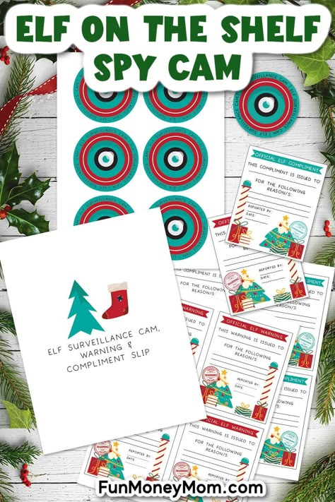 This printable Elf On The Shelf Cam is a fun and creative complement to your holiday Elf Christmas traditions. The kids will be on their best behavior when they know that their little guy is always watching through this cute Elf-sized camera lens. Elf Printables Free, Printable Elf On The Shelf, Fun Printables For Kids, Classroom Christmas Activities, Elf Cam, Elf Printables, Awesome Elf On The Shelf Ideas, Elf Activities, Always Watching