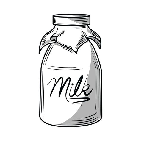 bottle milk sketch Glass Of Milk Tattoo, Milk Bottle Tattoo, Milk Bottle Drawing, Milk Sketch, Milk Tattoo, Milk Illustration, Milk Drawing, Atlas Tattoo, Milk Art