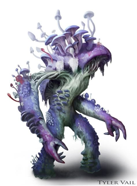 Mushroom Monster Concept Art, Dnd Creatures Concept Art, Mushroom Monster Art, Fungal Monster, Myconid Character Art, Fantasy Creature Concept Art, Fantasy Monster Art, Fantasy Races Concept, Feywild Creatures