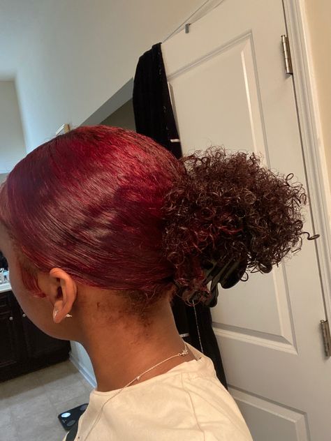 Dyed Burgundy Hair, Burgundy Natural Hair, Red Peekaboo, Burgundy Hair Dye, Hair Dyed, Peekaboo Hair, Wine Hair, Cute Hair Colors, Hair Color Streaks