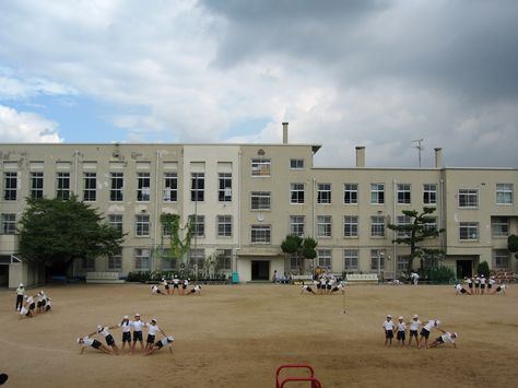 Japanese school building School Elevation, Japanese Elementary School, Tokyo School, School Japanese, Japan School, Outdoor Scenery, School Background, School Hall, Goodbye Despair