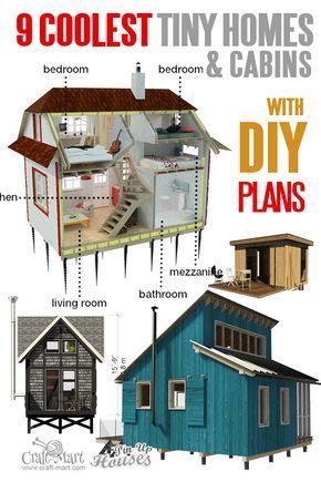 Looking for space-saving tiny house plans? Look at this cutest collection of unique tiny and micro house plans with loft, affordable cabins, sheds, and even 3-bedroom micro home. Don't miss these tiny house collection! #tinyhouses #microhomes #tinyhouseplan House Plans With Loft, Pre Built Cabins, Micro House Plans, Small Cabin Plans, House Plan With Loft, Diy Tiny House, Tiny House Loft, Tiny House Plan, Tiny House Floor Plans