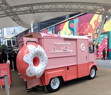 Google Mini Donut Shop pop-up tour Foodtrucks Ideas Design, Foodtrucks Ideas, Doughnut Shop, Mini Doughnuts, Food Truck Business, Food Cart Design, Coffee Truck, Food Truck Design, Food Trailer