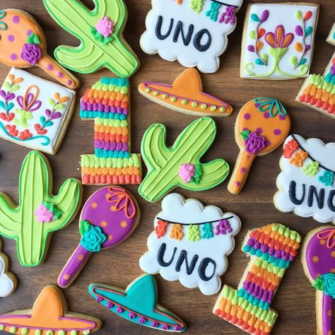 Pretty, bright fiesta cookies from this weekend to celebrate sweet Eloise turning ONE! 🎉 #fiestacookies #firstbirthdaycookies… Fiesta Cookies, Baby Royal, First Birthday Cookies, Mexican Birthday Parties, Birthday Fiesta, Fiesta Birthday Party, Mexican Birthday, Twins Birthday, Fiesta Theme Party