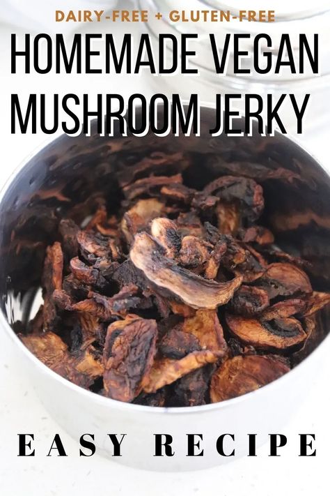 Vegan Jerky Recipe, Mushroom Jerky Recipe, Mushroom Jerky, Vegan Jerky, Vegan Meat Substitutes, Jerky Recipe, Homemade Jerky, Beef Jerky Recipes, Vegan Snack Recipes