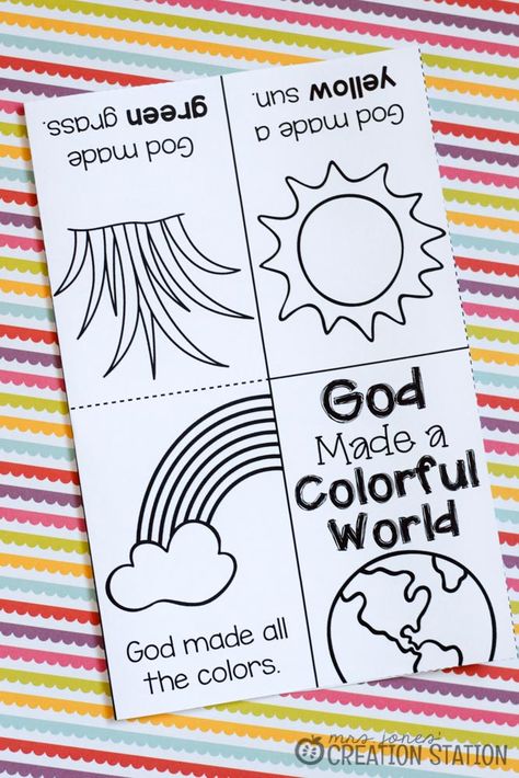 God Made a Colorful World FREE Reader Toddler Bible Lessons, Toddler Sunday School, Toddler Bible, Preschool Bible Lessons, Christian Activities, Bible Activities For Kids, Bible Story Crafts, Preschool Bible, Sunday School Crafts For Kids