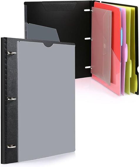 Amazon.com: WOT I Telescoping Project Organizer, Refillable 3 Ring Binder Pocket Folder with Customized Front Cover+Clear Catalog Pocket+ Pockets Dividers+Snap Button Pouch, Black : Clothing, Shoes & Jewelry 3 Ring Binder, Two Ring Binder, Folder With Pockets, Three Ring Binder, Button Pouch, Binder Pockets, Project Organization, Pocket Folder, Binder Organization