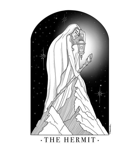 Hermit Tattoo, Hermit Tarot, The Hermit Tarot, Tarot Tattoo, The Hermit, Tattoos Henna, Tarot Cards Art, The Peak, Wrist Tattoos