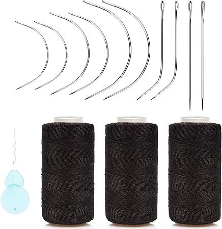 Amazon.com: XCZYN Needle and Thread Set Professional Hair Extension Tools 10Pcs Curved Needle with 3Pcs Black Threads for Making Wig DIY Hand Sewing Hair Weave Extension (3 Thread, Black) Professional Hair Extensions, Hair Extension Tools, Black Thread, Hair Weave, Professional Hair, Hair Extension, Sewing Stores, Needle And Thread, Weave Hairstyles