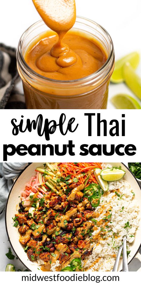 Seasonal Appetizers, Easy Thai Peanut Sauce, Thai Mad, Easy Peanut Sauce, Pork Noodles, Thai Peanut Sauce, Thai Peanut, Crispy Pork, Thai Curry