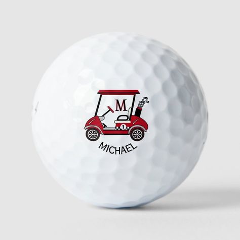 Fun Unique Custom Cart Monogram Name Golf Balls  Zazzle Personalized Golf, Types Of Gifts, A Gentleman, Ap Art, Golf Balls, Golf Cart, Golf Carts, Golf Ball, Something Special