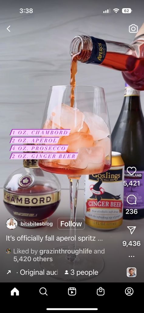 Chambord Spritz, Crazy Cocktails, Chambord Cocktails, Rose Spritz, Aperol Spritz, Ginger Beer, Yummy Foods, Big Girl, Cocktail Drinks