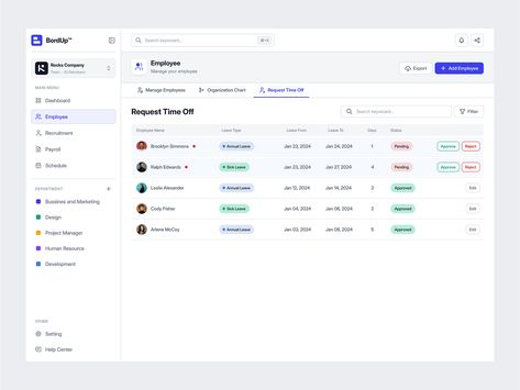 BordUp - Employee Dashboard designed by Dipa Product for Dipa Inhouse. Connect with them on Dribbble; the global community for designers and creative professionals. Employee Dashboard, Dashboard Mobile, System Design, Hr Management, Dashboard Design, Business Goals, Global Community, Creative Professional, Quick Saves