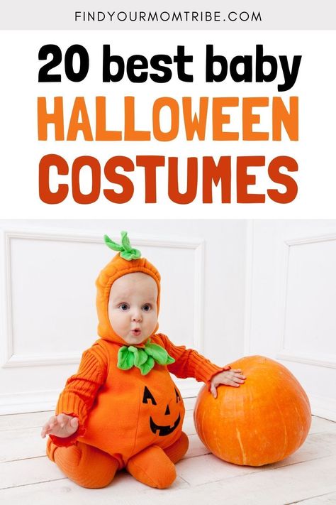 Getting ready to celebrate All Hallows' Eve with your little one in tow? Take a look at these 20 adorable baby Halloween costumes! #halloween #2020 #baby #costume #boys #girls #infants #babycostumes #cute #funny #ideas #findyourmomtribe Yoda Halloween Costume, Diy Fairy Wings, Mom Costumes, First Halloween Costumes, Baby First Halloween, Pumpkin Costume, Boy Halloween Costumes