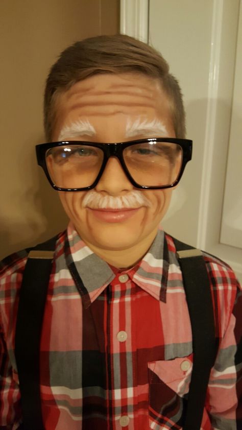 100th Day of School. Old Man Makeup Old Man Halloween Makeup, 100 Day Of School 100 Years Old, Old Man Costume Makeup, 100 Days Old Man Costume, Boys Old Man Costume, Old People Makeup Halloween, 100 Days Old Man, 100 Days Of School Makeup Kids, Old Person Costume For Kids