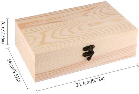 Amazon.com: Dedoot Unfinished Wooden Box with Hinged Lid 9.7x5.5x2.7 Inch Rectangle Keepsake Box Clasp Wood Box, Storage Box for DIY Crafts, Home Deocration, Jewelry Smart Wood Ideas, Diy Wood Box With Lid, Storage Boxes Ideas, Gift Topper Ideas, Wood Box Storage, Gift Box Photo, Wooden Box Crafts, Wood Box Design, Wooden Box Diy