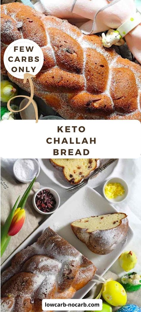 Don't miss out on challah bread if you are following a low carb diet. This recipe will be a regular on your Easter menu! No Braided Sweet Keto Challah Bread perfect for Christmas, Easter or any other occasion. Breakfast choice is favorite. Full of protein, glutenfree and Diabetic friendly this Low Carb option will amaze you. #challah #bread #sweet #keto #lowcarb #braided #ketobread #cranberries #proteinbread #easter #christmas #sabbah #video #homemade Challah Bread Recipe, Keto Easter, Low Carb Yogurt, Challah Bread Recipes, Bread Sweet, Bread Breakfast, Lowest Carb Bread Recipe, Easter Menu, Protein Bread