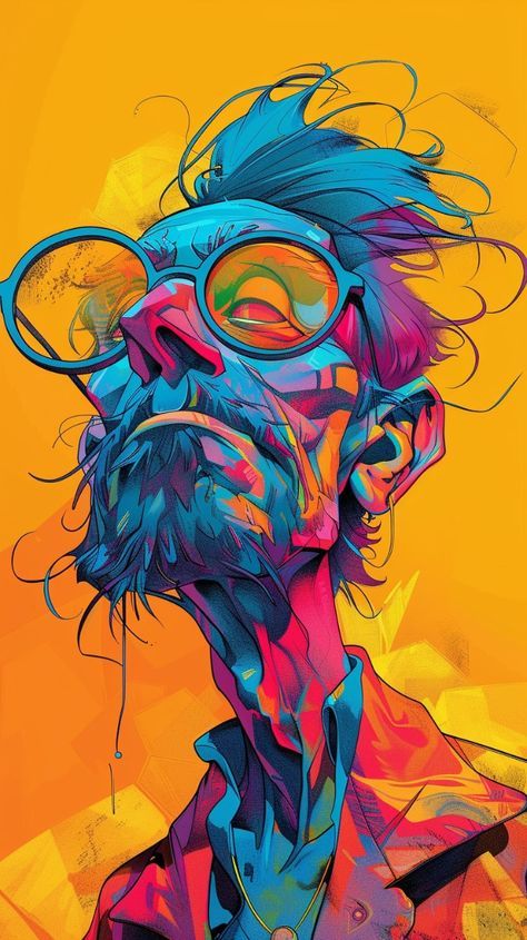 Electric Dreams, Manage Time, Vibrant Illustration, Wal Art, Psy Art, Tableau Art, Dope Art, Cyberpunk Art, Abstract Portrait