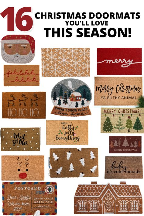 Christmas Porch Door Mats, Diy Christmas Door Mat, Christmas Doormats, Christmas Door Mat, Christmas Light Ideas, Diy Christmas Door, Tree Decor Christmas, Front Door Christmas Decorations, Christmas Decorations Outdoor