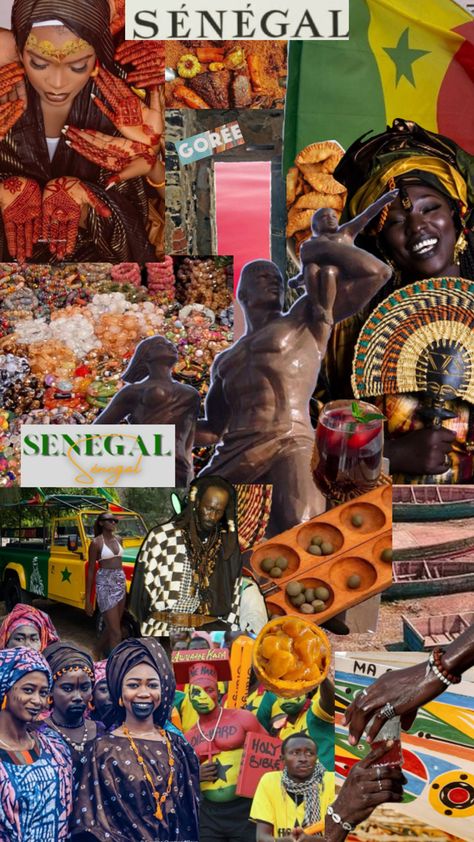 Sénégal culture Aesthetic Culture, Senegal Africa, Senegal Dakar, Moodboard Aesthetic, African Girl, African Culture, Mood Board, Collage, Funny