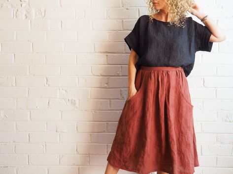 Diy Linen Skirt, Linen Skirt Pattern Sewing, Linen Skirt Sewing Pattern, Linen Skirt Pattern, Brumby Skirt, Sew Skirt, Skirt Pattern Free, Dresses By Pattern, Diy Vetement