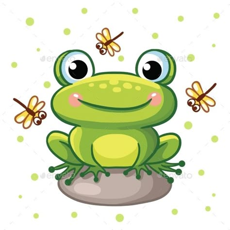 Vector illustration of a frog on a rock and crystals on a background of green peas. Cute frog sitting on a rock and smiling. Frog Handprint, Frog On A Rock, Frogs Illustration, Frogs Preschool, Frosch Illustration, Hand Print Art, Frog Rock, Frog Logo, Frog Theme