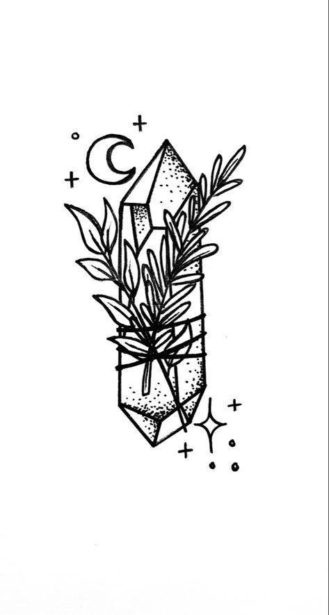 Sage Tattoo, Crystal Tattoo, Lavender Tattoo, Magic Tattoo, Plant Tattoo, Line Art Tattoos, Desenho Tattoo, Best Friend Tattoos, Diy Stamp