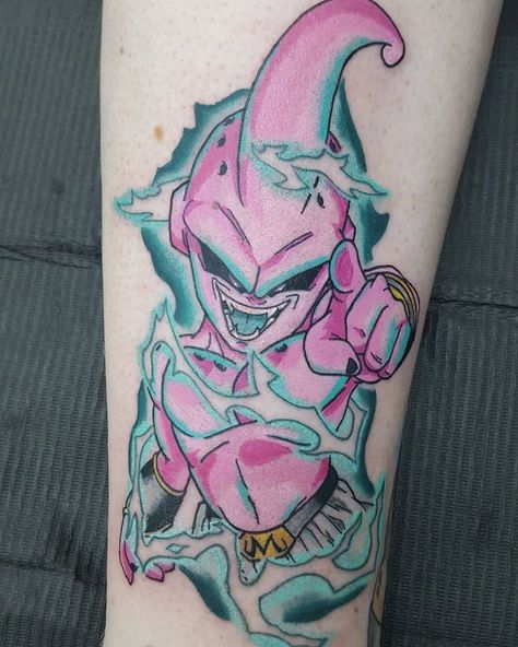 jake winn on Instagram: “Kid Buu tatroo from yesterday! Really enjoyed doing this piece, give me more anime designs !! #tattoos #tattoo #animetattoos #anime…” Majin Buu Tattoo, Kid Buu, Anime Designs, Majin Buu, One Piece Tattoos, Pieces Tattoo, Anime Tattoos, Watercolor Tattoo, Give It To Me