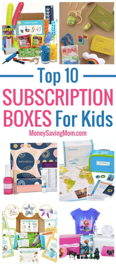 These top 10 subscription boxes for kids make great NON-toy gift ideas for Christmas!! Best Monthly Subscription Boxes, Subscriptions For Kids, Gift Ideas For Christmas, Non Toy Gifts, Subscription Boxes For Kids, Activity Box, Best Subscription Boxes, Money Saving Mom, Kids Money