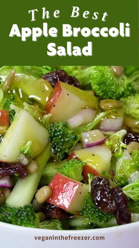 This is the perfect spring salad recipe! Apple broccoli salad is both vegan and vegetarian, and uses delicious whole ingredients. It's slightly sweet and tangy, making it refreshing and perfect for lunch or dinner! Copy and paste this link to make this vegan salad for yourself: https://veganinthefreezer.com/vegan-apple-broccoli-salad/ Apple Broccoli Salad, Spring Salad Recipes, Spring Salad, Broccoli Salad, Vegan Salad, Healthy Salads, Salad Recipe, Broccoli, Salad