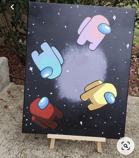 Garage Canvas Painting, Among Us Painting Canvas, Red Galaxy Background, Anime Paintings Canvases, Among Us Painting, Red Galaxy, Kids Canvas Art, Painting Flowers Tutorial, Sky Art Painting