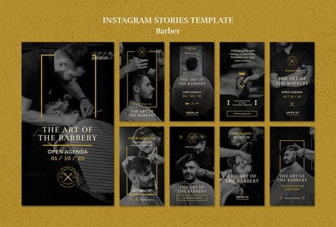 Barber Shop Instagram Feed, Barber Design, Instagram Stories Template, Instagram Feeds, Psd Flyer, Insta Ideas, Design Posters, Instagram Food, Instagram Design