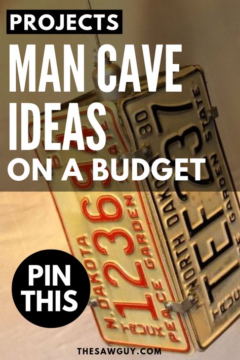 Build the man cave ideas of your dreams even on a budget. Check out our list of 29 man cave ideas that will have your buddies talking. Click on and save!  #thesawguy #mancaveideas #DIYmancave #coolmancaveideas #guysroom Man Cave Party Theme, Rustic Man Cave Decor, Diy Mens Room Decor, Sport Man Cave Ideas, Automotive Man Cave, Man Cave Wood Projects, Garage Decorating Ideas Man Cave, Home Office Man Cave Ideas, Man Cave Accent Wall Ideas