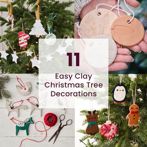 Decorate Glass Jars, Candy Cane Decorations, Clay Christmas Decorations, Clay Christmas, Christmas Clay, How To Make Clay, Clay Crafts Air Dry, Felt Christmas Tree, Clay Ornaments