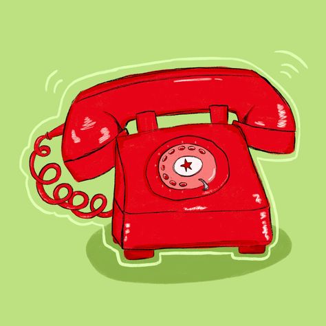 stylized illustration of a red rotary phone on a light green background with funky drawn details Red Rotary Phone, Phone Painting, Phone Illustration, Using Procreate, Red Day, Rotary Phone, Old Phone, Painting Art Projects, Painting Art