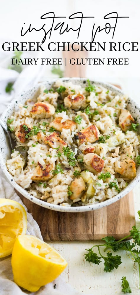 Instant Pot Greek Chicken, Greek Chicken And Rice, Dinner For The Week, Gluten Free Dairy Free Recipes Dinner, Greek Chicken Bowls, Herb Marinade, Dairy Free Recipes Dinner, Chicken Bowls, Dairy Free Dinner