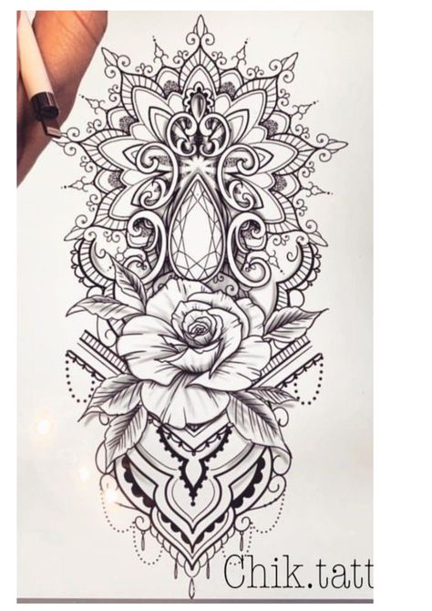 Feminine Warrior, Tato Mandala, Dotwork Tattoo Mandala, Hamsa Tattoo Design, Legs Tattoo, Mandala Rose, Nurse Tattoo, Hamsa Tattoo, Muster Tattoos