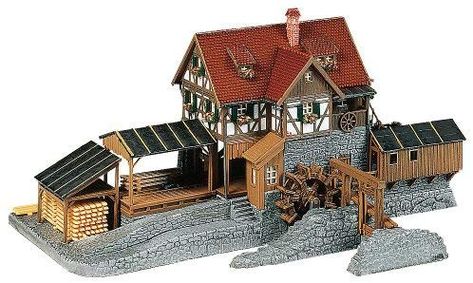 N Scale Buildings, Steel Architecture, Lumber Mill, Minecraft Structures, Wood Mill, Ho Model Trains, Cool Minecraft Creations, Minecraft Medieval, Minecraft Plans