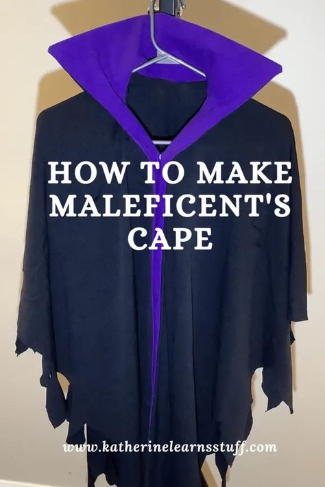 How to Make Maleficent's Cape - Katherine Learns Stuff! Black Cape Halloween Costumes, Maleficent Diy Costume, Diy Maleficent Costume, Maleficent Costume Diy, Witch Cape, Shrek Jr, Cloak Pattern, Vampire Cape, Diy Cape