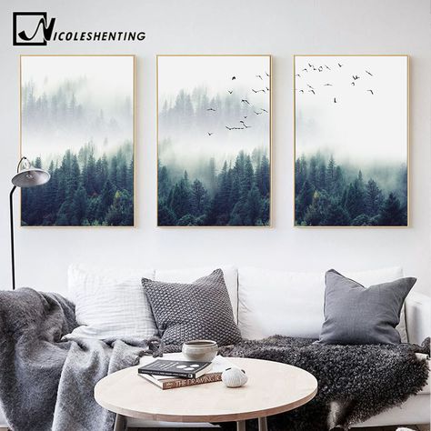 Living Room Decor Pictures, Landscape Wall Decor, Nordic Wall Art, Nordic Poster, Nordic Decor, Nordic Wall, Minimalist Wall Decor, Forest Wall Art, Rustic Living