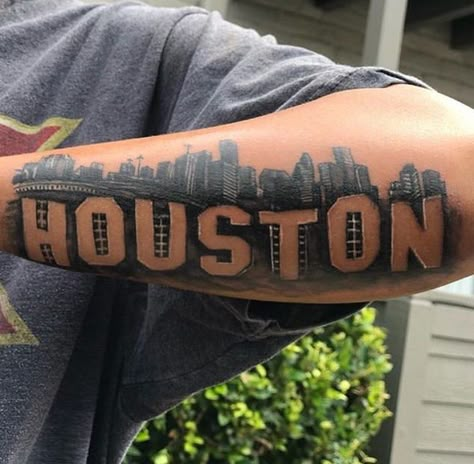 @tatsbydicedavinci on Instagram: “Book your next appointment!!! #tatsbydicedavinci” Houston Forearm Tattoo, Houston Arm Tattoo, Houston Tattoos For Men, Houston Sleeve Tattoo, Houston Inspired Tattoos, Houston Tattoos Sleeve, Texas Made Tattoo, Houston Tattoos Ideas, Hometown Tattoo Ideas