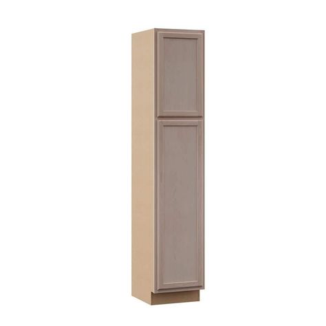 18 in. W x 24 in. D x 90 in. H Assembled Pantry Kitchen Cabinet in Unfinished with Recessed Panel Utility Cabinet In Laundry Room, Narrow Pantry Cabinet, Pantry Narrow, Laundry Cabinet Ideas, Small Pantry Cabinet, No Kitchen Cabinets, Pantry Cabinet Ideas, Narrow Pantry, Ikea Pantry