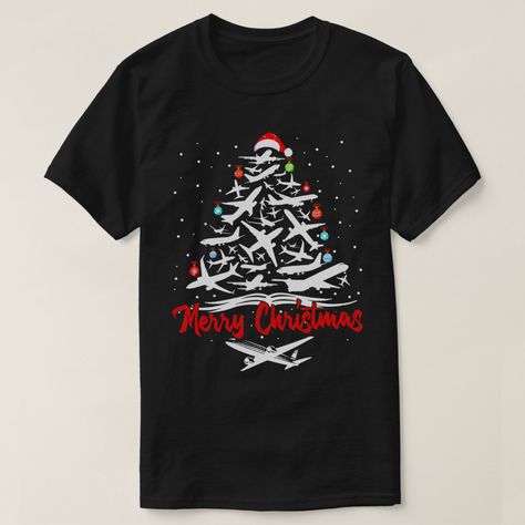 Airplane Christmas Tree tshirts Airplane Christmas, Military Christmas, Christmas Tshirts, Christmas Fun, Christmas Cards, Merry Christmas, Free Design, Tool Design, Cricut