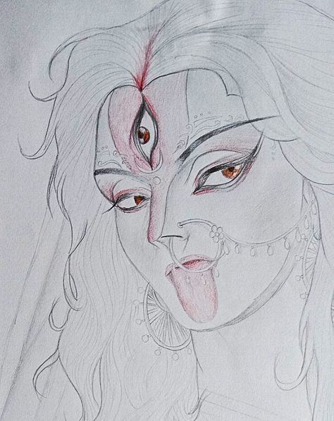 Mother Kali, Kali Ma, Durga Painting, Durga Images, Kali Goddess, Durga Maa, Anime Sketch, Pencil Art, Drawing Sketches