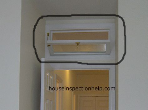 Transom Above Interior Door, Bathroom Ventilation Window Design, Diy Interior Transom Window, Installing A Transom Window, Master Bath Transom Window, Install Transom Window, Attic Storage Ideas, Interior Transom, Attic Game Room