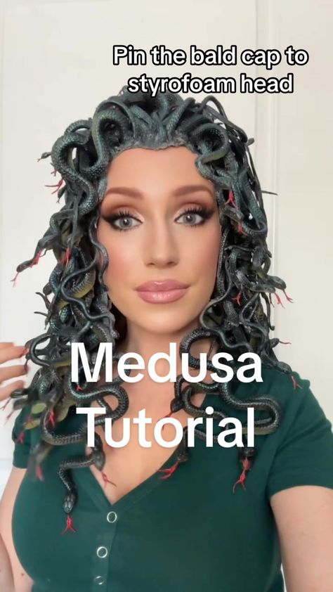 TikTok · Graciethecosplaylass Medusa Hair Diy, Medusa Wig, Halloween Medusa, Medusa Cosplay, Percy Jackson Musical, Medusa Makeup, Yt Ideas, Medusa Hair, Wig Tutorial