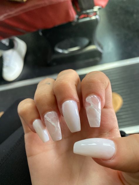 White Foggy Nails, White Marble Nails Acrylic, Foggy White Nails, Foggy Nails, Milky White Marble Nails, White Nails Marble, Marble Nails White, Deb Nails, White Marble Nails