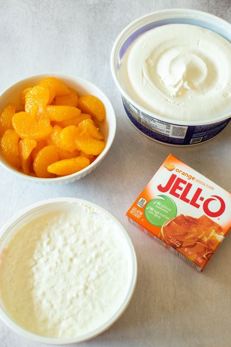 Jello Cottage Cheese Salad, Orange Fluff Salad, Dream Salad, Mandarin Orange Jello Salad, Jello With Cool Whip, Orange Jello Salads, Pistachio Fluff, Recipes With Cool Whip, Mandarin Orange Salad