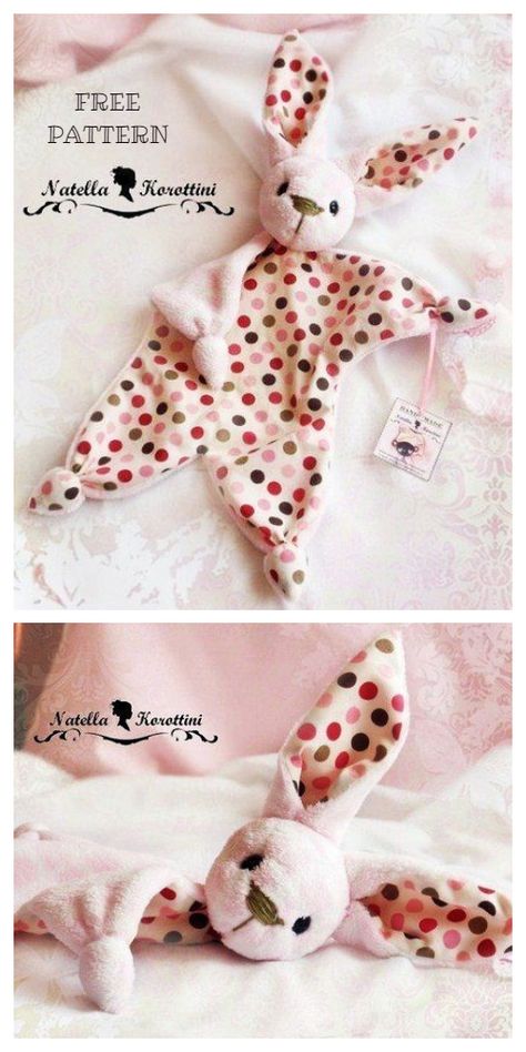 DIY Fabric Bunny Lovey Free Sewing Patterns - Tutorials Lovey Sewing Pattern, Baby Bunny Toy, Fabric Bunny, Bunny Lovey, Lovey Pattern, Fabric Christmas Ornaments Diy, Diy Bebe, Fabric Sewing Patterns, Patterns Fabric