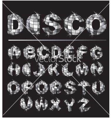 Disco Ball Letters, Disco Tshirt, Tags Alphabet, Silver Disco Ball, Nightlife Party, Painting Apron, 80s Disco, Vintage Disco, Holiday Labels